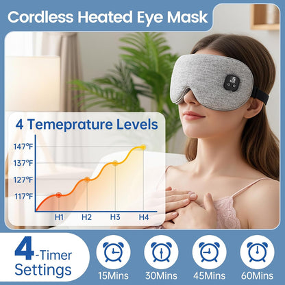 Heated Eye Mask for Dry Eyes, Cordless Warm Eye Compress with 4 Heat & time Levels, Eye Heating pad for Blepharitis, Styes, Travel, Improved Sleep, Gift (Navy Blue)