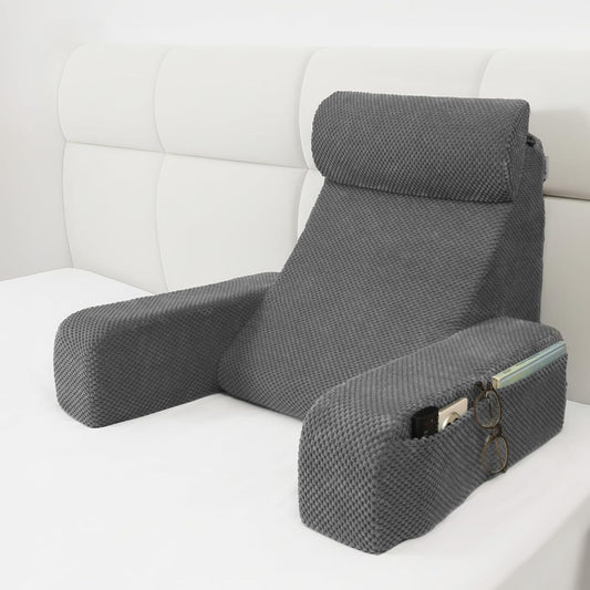 Vekkia 19'' Reading Pillow for Adults with XL Side Pockets
