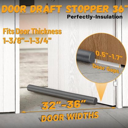 MAXTID Large Door Draft Stopper 30 Inch for Small Bedroom, Fits 1.7" Gaps | Small Size Bedroom Door, Fits 0.5 to 1.7" Gaps, White Under Door Draft Blocker, Seal Gap, Draft Guard for Bottom of Doors