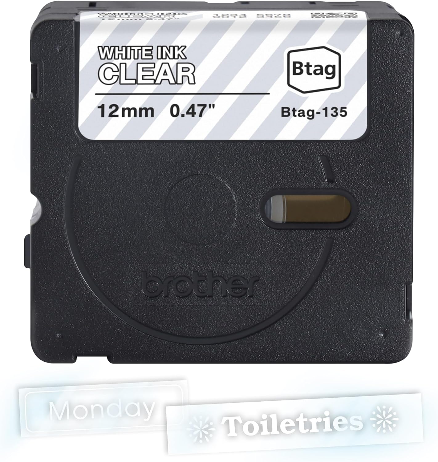 Brother Genuine P-Touch Btag BTAG231 Black on White Label Tape ~1/2in by 13.1ft (12mm x 4m). (Works Only with Brother PT-N10, PT-N20, PT-N25BT Label Makers)