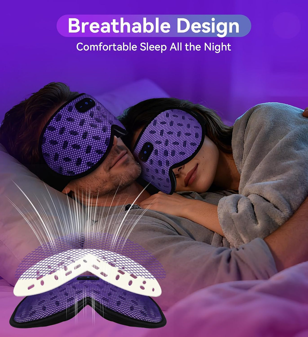 Eye Mask Bluetooth Headphones, 3D Contoured Zero Pressure Sleeping Masks