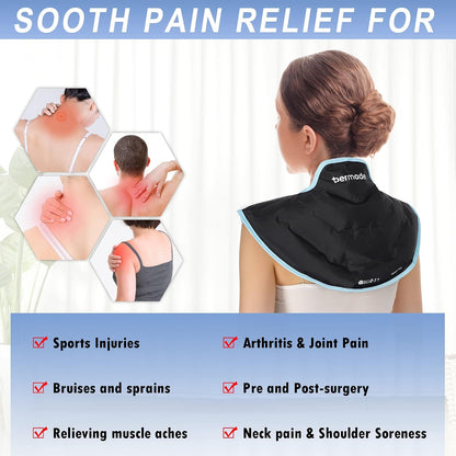 Neck Shoulder Ice Pack, Hot or Cold Therapy Compression Wrap for Neck, Reusable Flexible Gel Ice Pack Wrap for Injuries, Large Upper Back Cold Pack Wrap for Swelling, Bruises, Sprain, Surgery