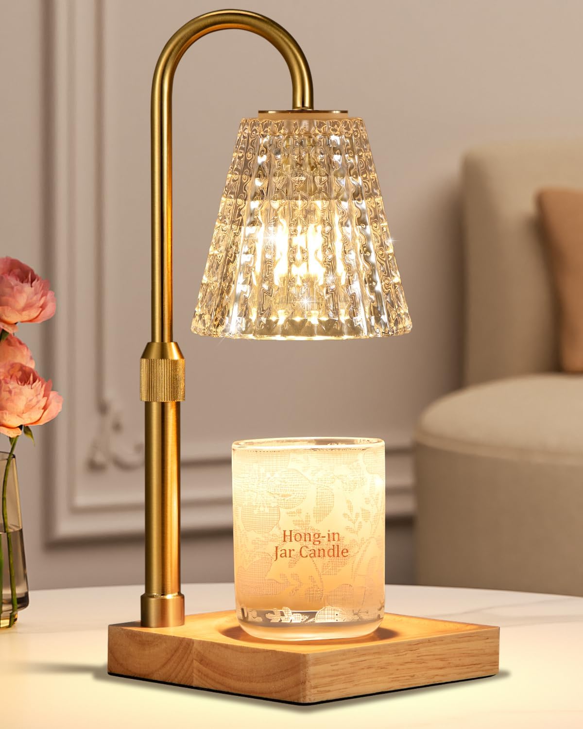 Hong-in Candle Warmer Lamp with Timer, House Warming Gifts New Home Decor | Dimmable & Adjustable Height, Electric Wax Warmer for Scented Wax Jar Candles,Gifts for Women Mom Sister