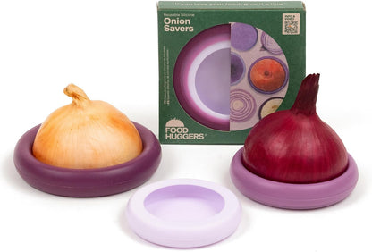 Food Huggers Onion Hugger - Onion Storage & Saver BPA Free Silicone Snug Fit Containers Perfect Holder & Keeper for Refrigerator to Keep Your Onions Fresh Longer - Set of 3