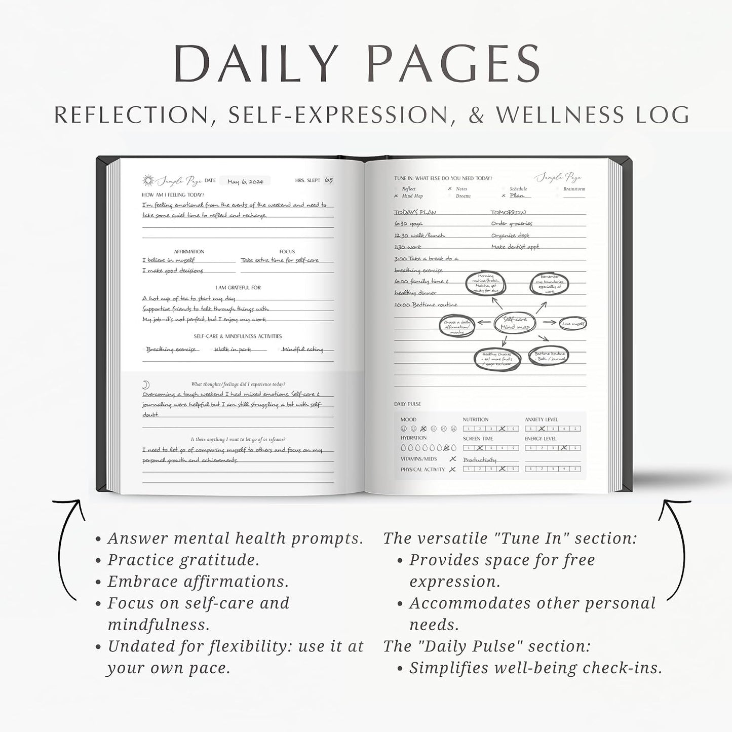 Mental Health Journal - 100-Day Guided Journal with Prompts for Self-Care, Mindfulness, Anxiety & Depression relief - Mood, Wellness & Emotions Trackers