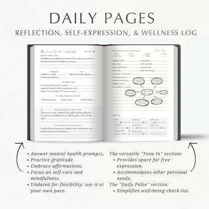 Mental Health Journal - 100-Day Guided Journal with Prompts for Self-Care, Mindfulness, Anxiety & Depression relief - Mood, Wellness & Emotions Trackers
