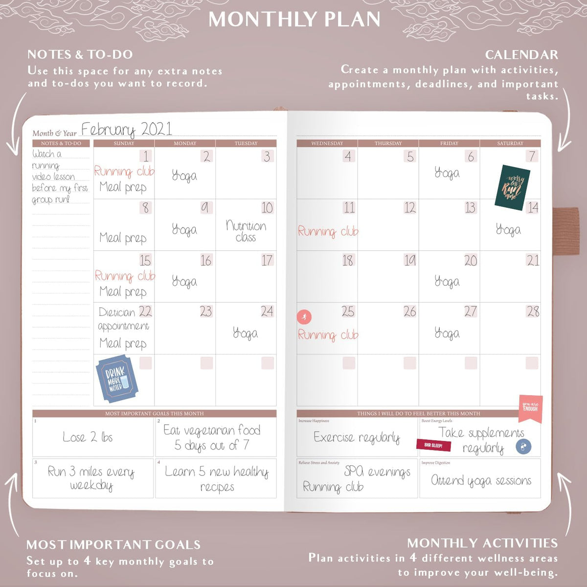 Legend Food Journal, Weight Loss & Meal Tracking Diary 5.8x8.3 Hot Pink