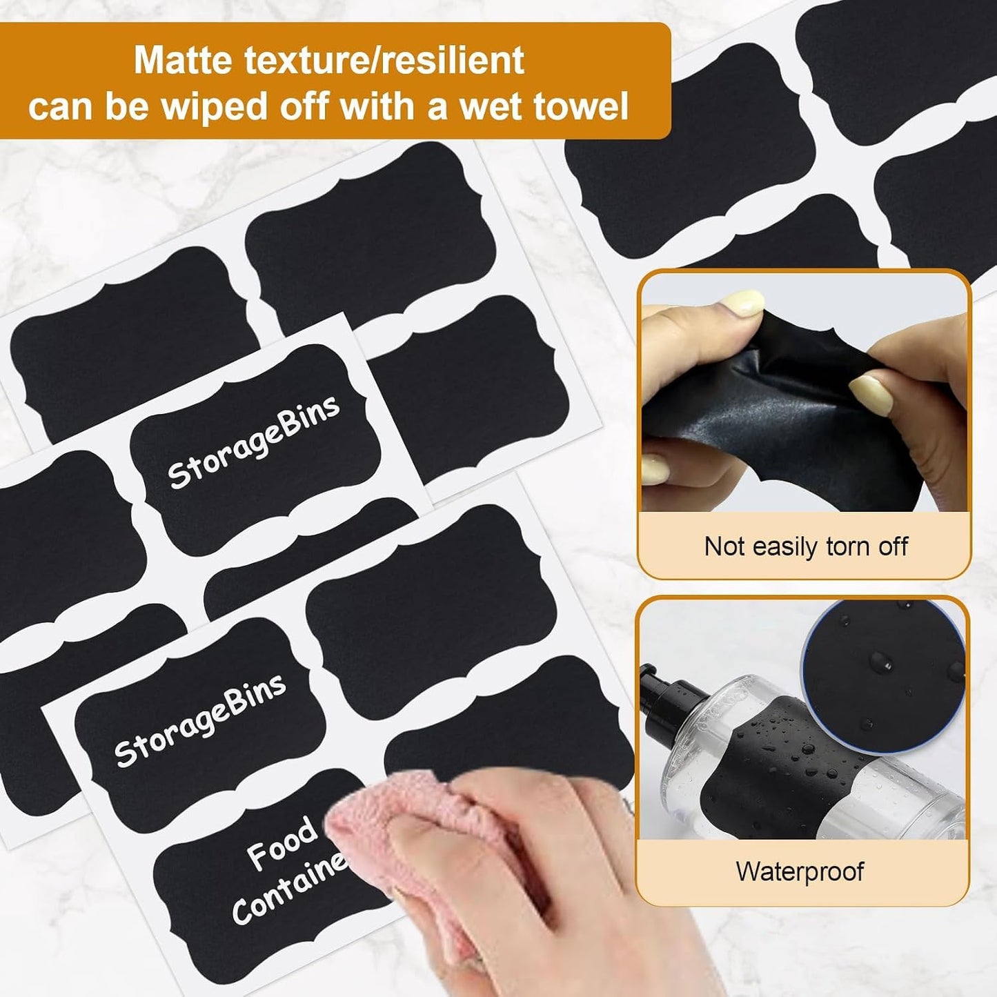 200PCS Chalkboard Labels, 13 Shapes & 3 Sizes, Reusable Blackboard Stickers | Includes 1 Liquid Chalk Marker, for Pantry Jars, Food Containers, Spice Racks & Organization
