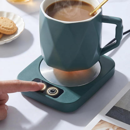 Coffee Mug Warmer for Desk, Smart Cup Warmer with Auto Shut Off, Electric Beverage Plate for Tea, Milk, Water, Constant Temperature 120-140℉, Portable Green Gift for Home Office (Plug-C)
