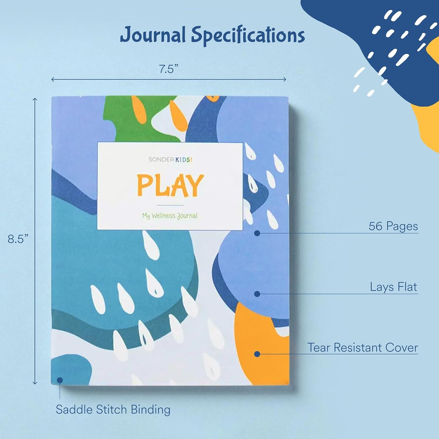 Sonder Kids Wellness Gratitude Journal - Kids Journal for Girls and Boys, Hands-On Activities like Crosswords, Coloring and Nature Prompts, Undated, Ages 6-12, 56 pages