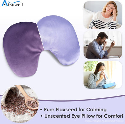 Sinus Mask Warm Compress for Face, Weighted Eye Mask 2 Packs | Heated Eye Mask for Dry Eyes, Microwavable Sinus Pressure Relief, Flaxseed Heating Pad for Face, Heat Cold Therapy