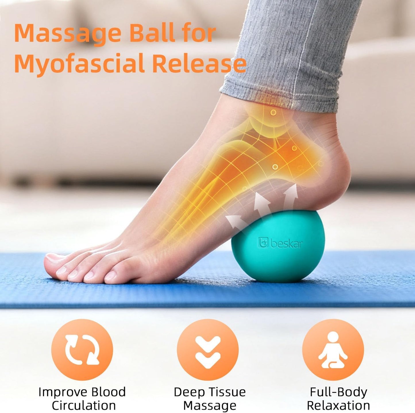 Massage Lacrosse Balls for Myofascial Release, Trigger Point Therapy | Foot Massage Ball to Relieve Plantar Fasciitis, Muscle Soreness