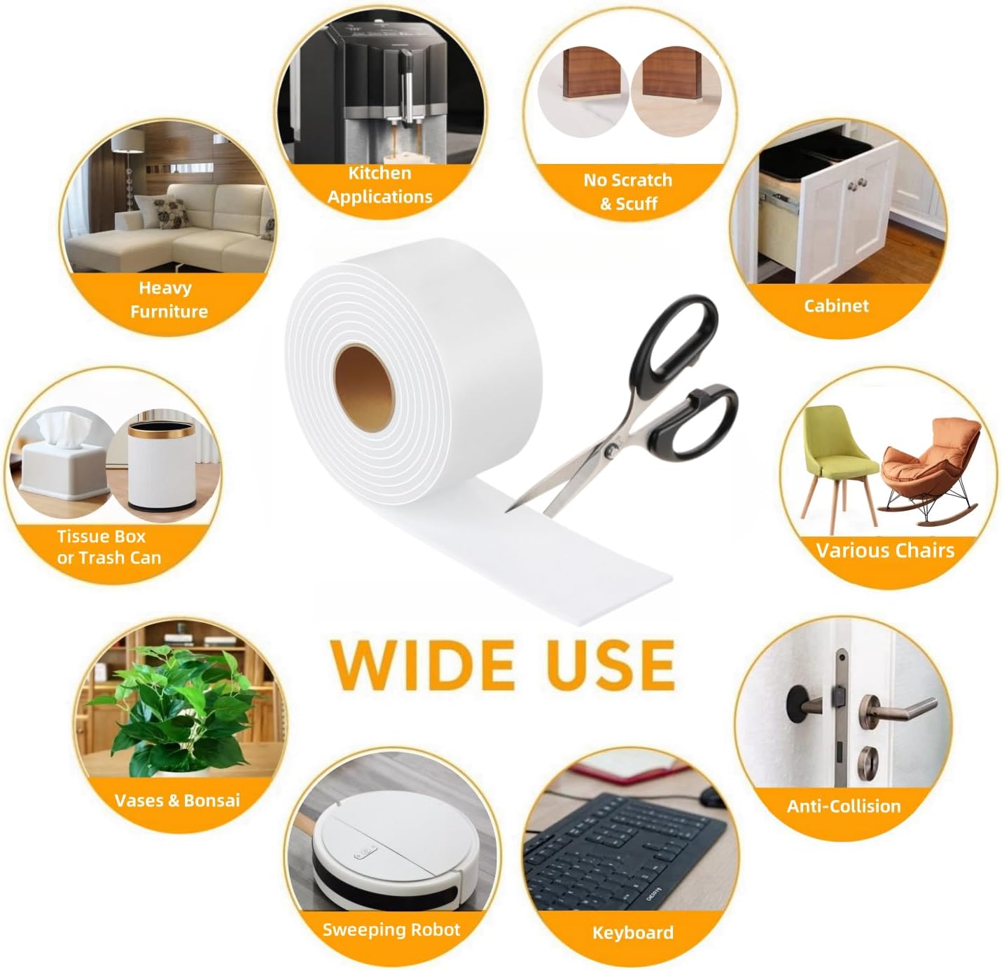 Felt Strips with Adhesive Backing Heavy Duty Cuttable Felt Tape Roll Furniture Pads for Chair Legs - Protecting Hardwood Floors, Chair Wall Protector (Black, 80 x 0.5 x 0.14 Inch)
