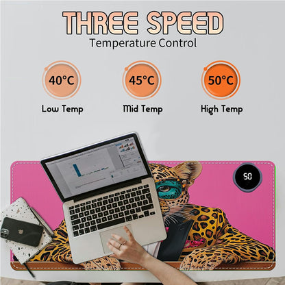 Heated Desk Pad Heated Large Mouse Pad, Electric Quickly Warm Desk Mat with 3 Levels Heating 3 Hours Auto Shut-Off, 31.5" x 13" Warm Gaming Mousepad Hand Foot Warmer, Baby Elephant