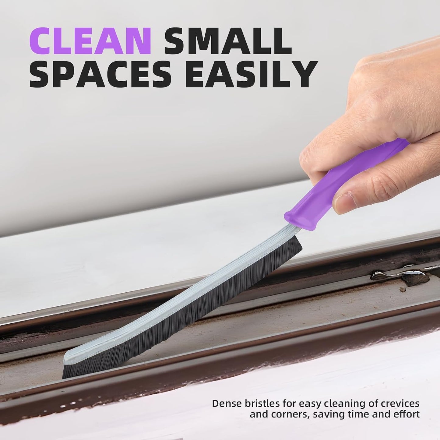 FOOGWEE Hard Bristle Crevice Cleaning Brush - Cleaning Tools for Household Use, Multifunctional Gap Cleaning Supplies for Kitchen, Bathroom, Toilet, Window, Vehicle, Faucets, Grout, Home (Black)
