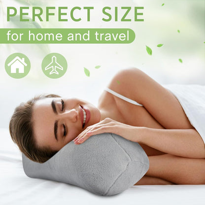 DoubleFill 2pcs Buckwheat Neck Support Pillow Cervical Pillow for Pain Relief Firm Support Adjustable Buckwheat Hulls Breathable for Side Back Sleepers Lunch Break Travel(Gray,Plush)