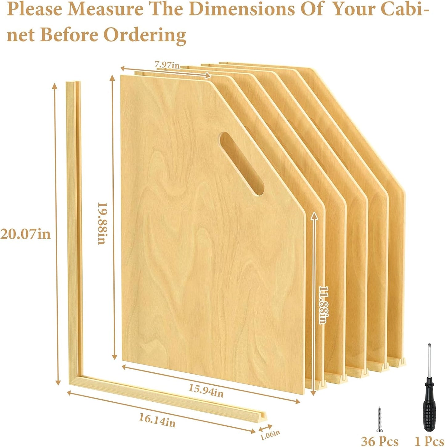 4 Pack Wood Tray Dividers for Cabinet, Cookie Sheet Organizer for Cabinet | No cutting required, Premium Wood, 2 Assembly Methods, Kitchen Cabinet Dividers for Storing pans, Baking tray, Cutting Board