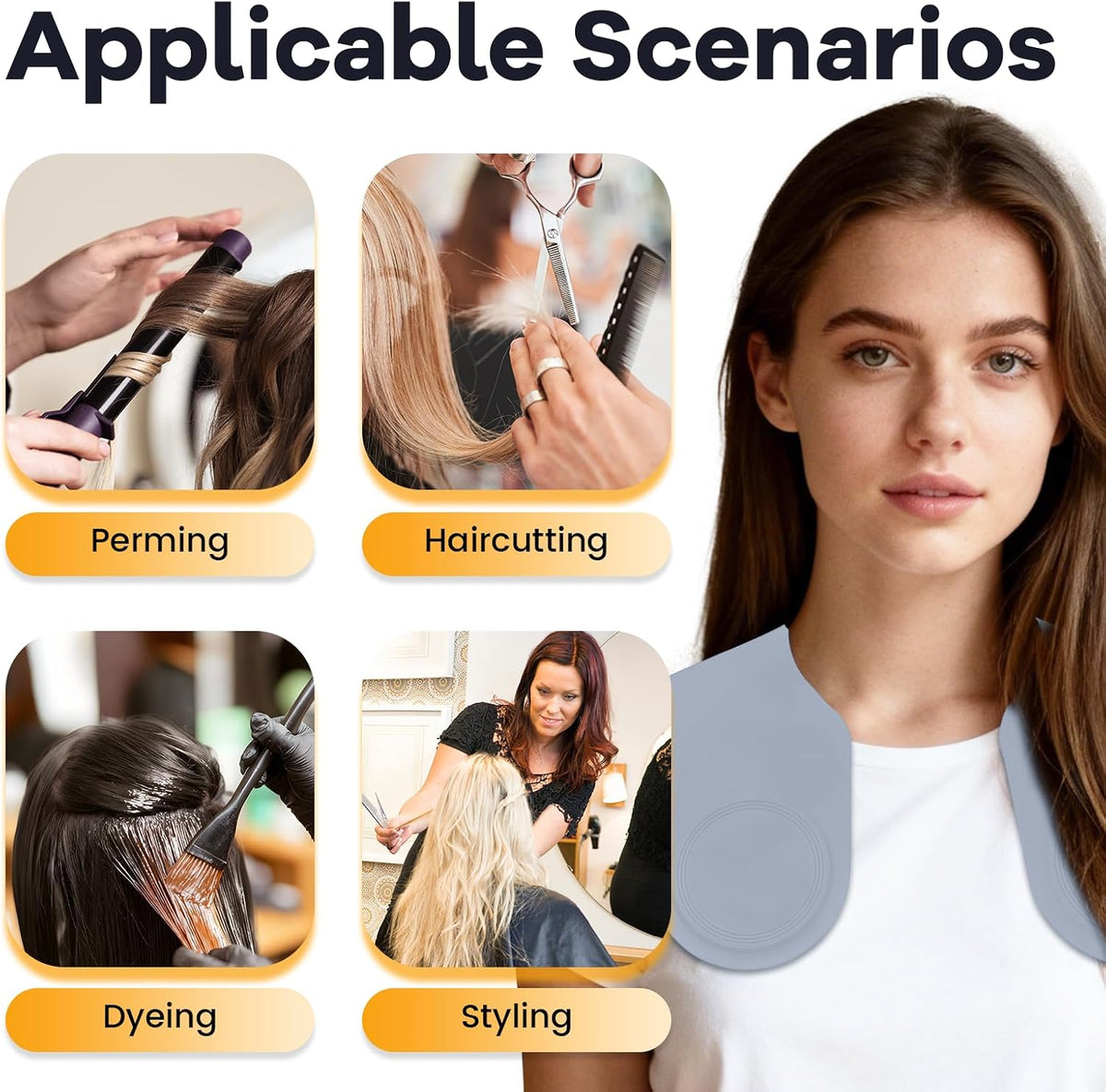 Wokyo Silicone Hair Cutting Collar, Non-slip Hair Cutting Mat Haircut Cape Catcher Neck Wrap Guard Neck Fitting Accessories