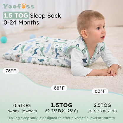 Yoofoss Baby Sleep Sack 0-6 Months Wearable Blanket for Babies 100% Organic Cotton 2-Way Zipper TOG 0.5 Toddler Sleeping Sack 3 Pack, Sleep Sacks