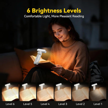 TechRise Book Light, Clip-on Reading Light for Books in Bed, Rechargeable Reading lamp, Eye-Caring with Timer, 5 Color Temps & 6 Brightness, 80+ Hrs, Perfect for Kids, Book Lovers, Black