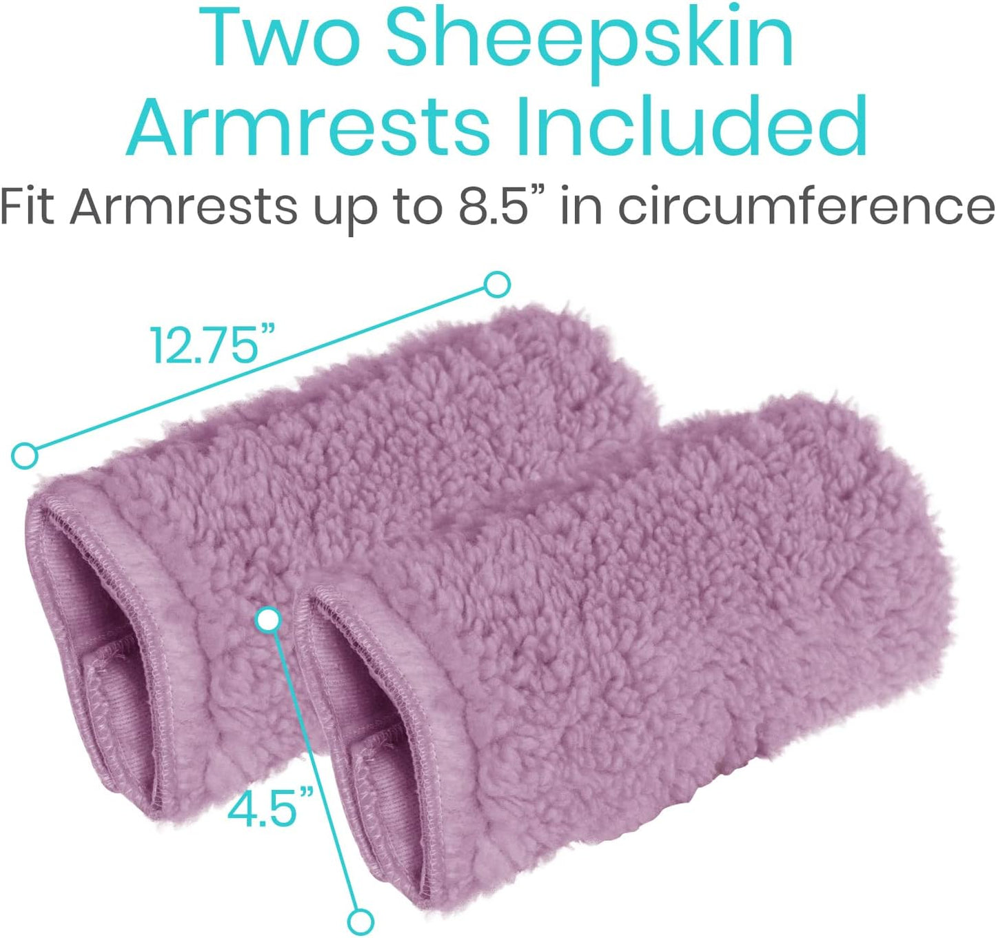 Vive Wheelchair Armrest Pads (2 PCS) - Memory Foam Sheepskin Cushion | Accessories for Transport Electric Wheel Chair Arm Rests - for Adults, Seniors, Handicapped - Soft Support for Office Chair