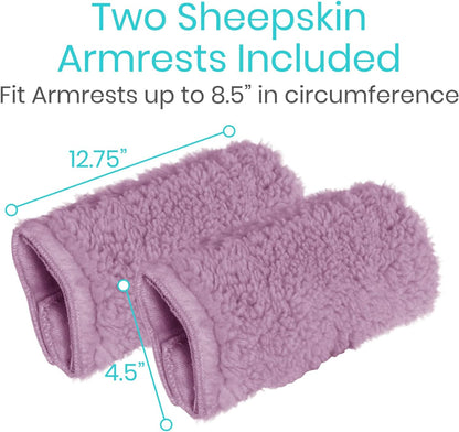 Vive Wheelchair Armrest Pads (2 PCS) - Memory Foam Sheepskin Cushion | Accessories for Transport Electric Wheel Chair Arm Rests - for Adults, Seniors, Handicapped - Soft Support for Office Chair