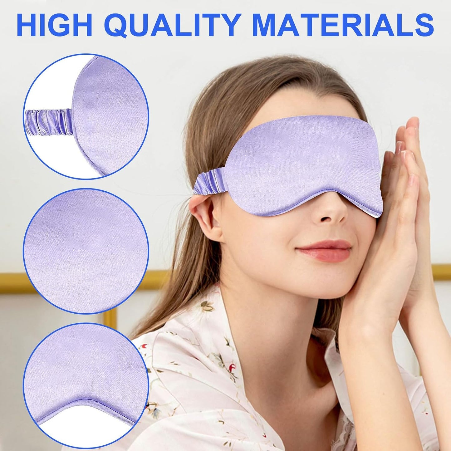 IEKEODI 2 Pack Sleep Masks, Blackout Eye Masks for Sleeping, (Black+Purple) | Silky Soft Comfort, Light Blocking Blindfold Design, Gentle Elastic Fit, Smooth Skin Feel, Travel and Nap Ready