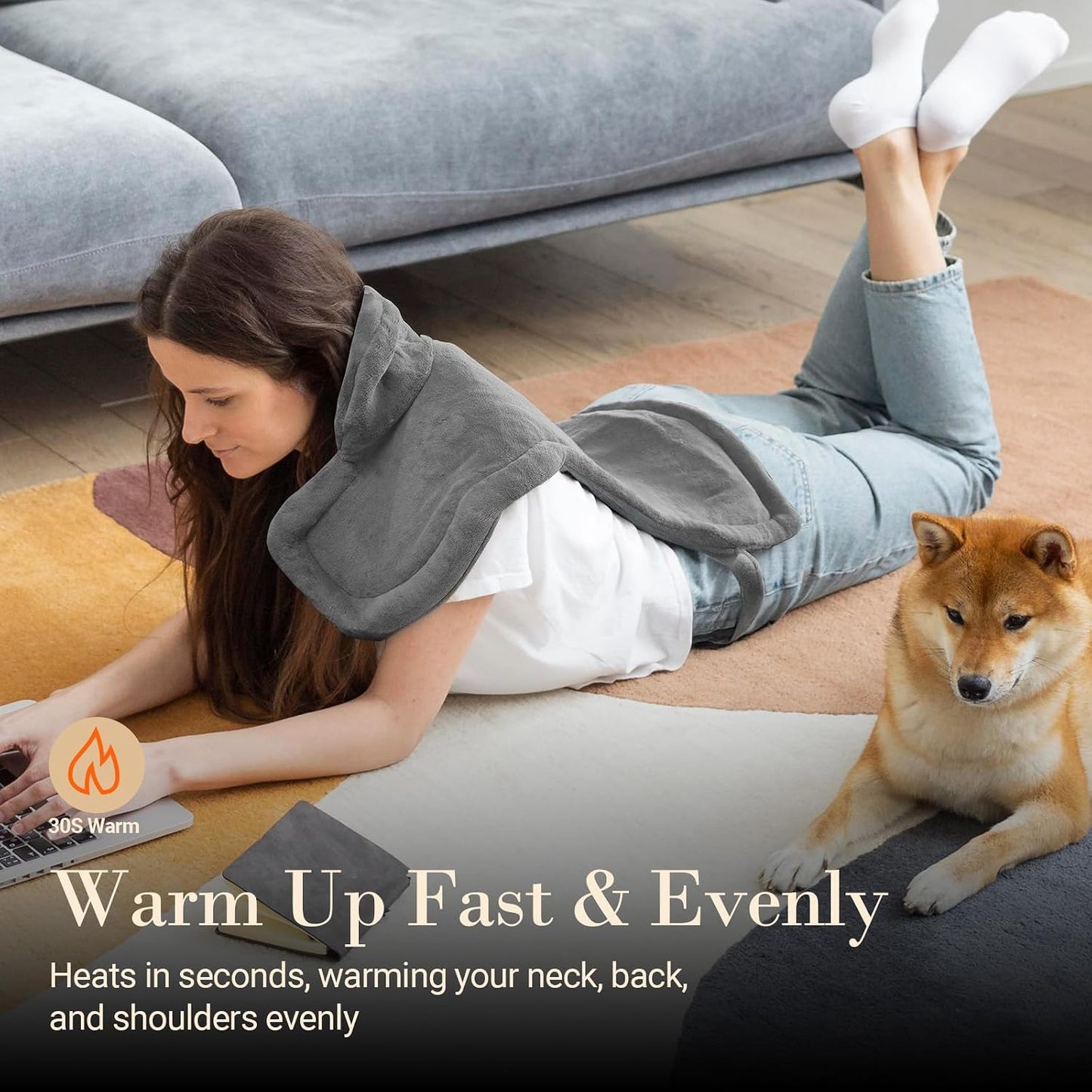 COMFIER Large Heating Pad for Back, FSA Eligible HSA Heating Pad for Neck and Shoulders and Back, Heated Neck Wrap, 3 Heat Levels & 90-Mins Auto Shut Off, Fathers Day Dad Gifts for Men Husband