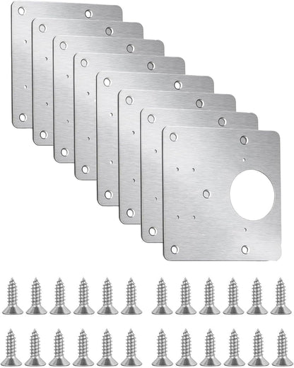 4 Piece Hinge Repair Kit - Cabinet Hinge Repair Plate Stainless Steel Door Hinge Repair Kit for Kitchen Cabinet Hinge Repair Brackets with Mounting Screws and Screwdrivers (4) (4, 3.5"x3.5")
