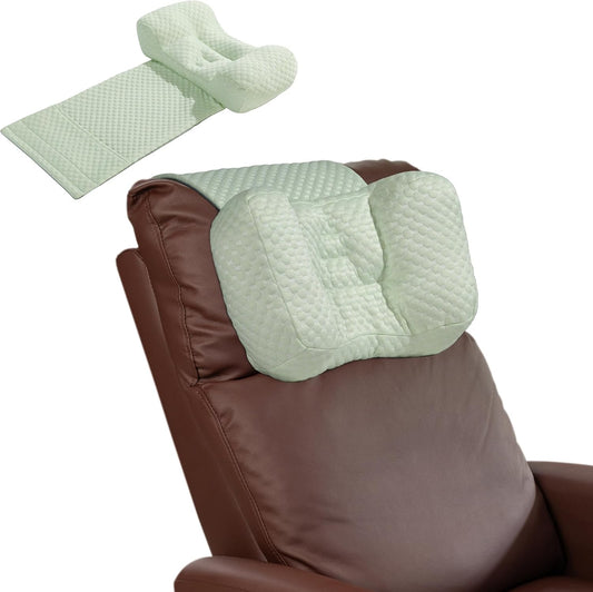 MABOZOO Neck Pillows for Recliners with Pocket,Headrest Cushion for Neck Pain Relief and Cervical Support,Recliner Head Pillow for Side Sleeping at Home, Office or Traveling（Green）