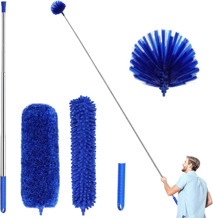 ZZ LAZYCOTTAGE 10 PCS Microfiber Feather Duster Kit, Dusters for Cleaning with Extension Pole, Retractable Bendable, Gap Dust Brush Blind Duster, for Cleaning Ceiling Fan, High Ceilings, Cars