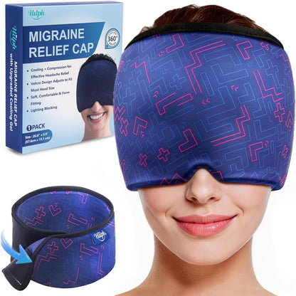 Hilph Adjustable Migraine Relief Cap, Headache Hat with Thickened Gel