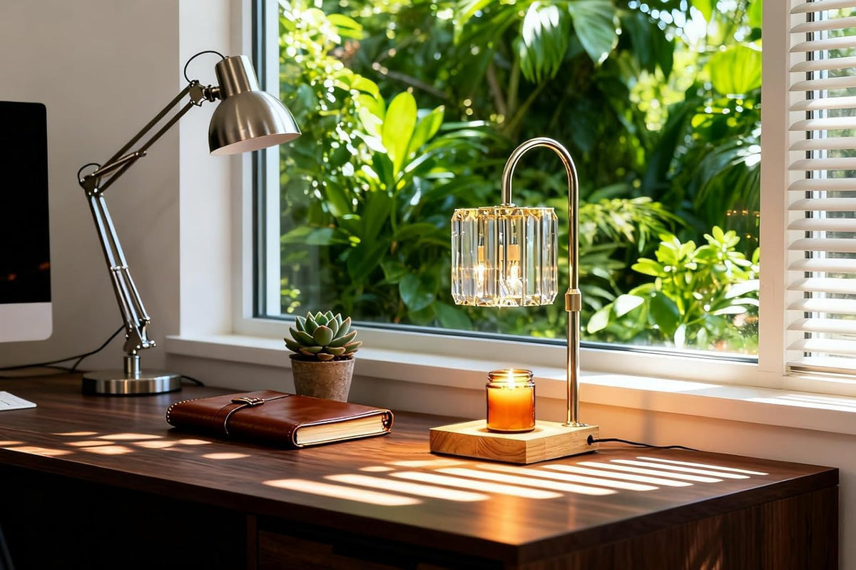 Yuichoy Candle Warmer Lamp with Timer, Dimmable Electric Candle Wamer Adjustable Height, Glass Modern Candles Melter Lamp, Gifts for Women Mom, Clear