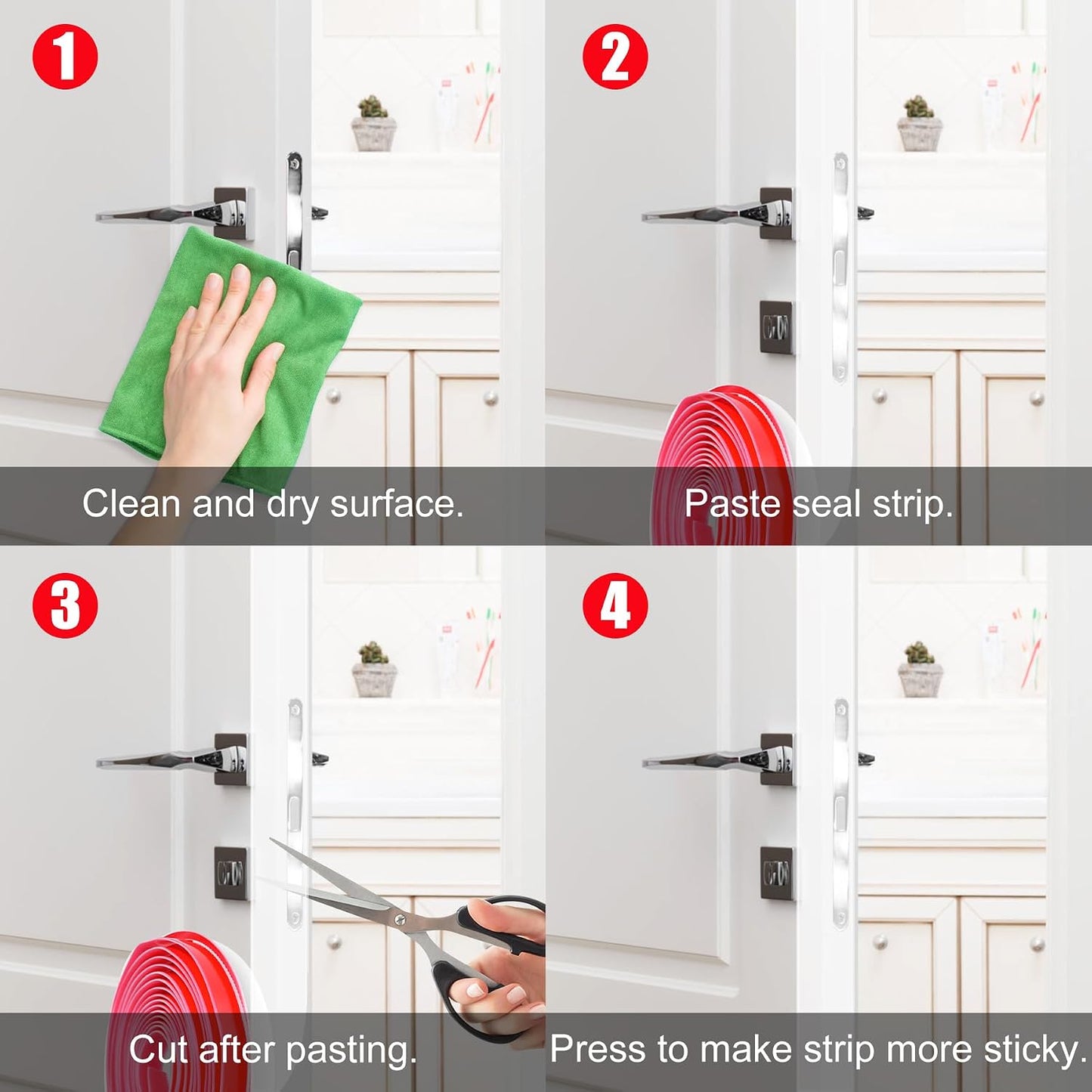 ToLanbbt T-Shaped Door Draft Stopper 1.97 in x 20 FT Silicone Weather Stripping Door Seal Double-Sided Adhesive Draft Seal Tape for Doors Windows and Shower Glass Gaps, Side, Frame, Clear