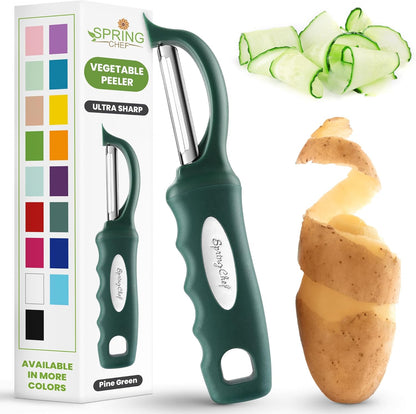Spring Chef Swivel Potato Peeler for Kitchen with Ergonomic Handle, White