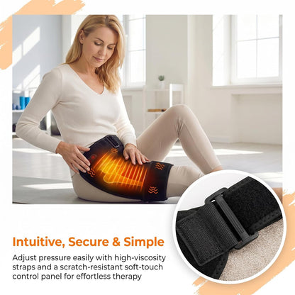 Hip Therapy Belt for Men & Women, Wearable Wrap for Hip, Lower Back, Buttock & Upper Thigh Comfort, Cordless Red Light Heating Pad with Vibration, 5000mAh Rechargeable Battery and Adjustable Fit