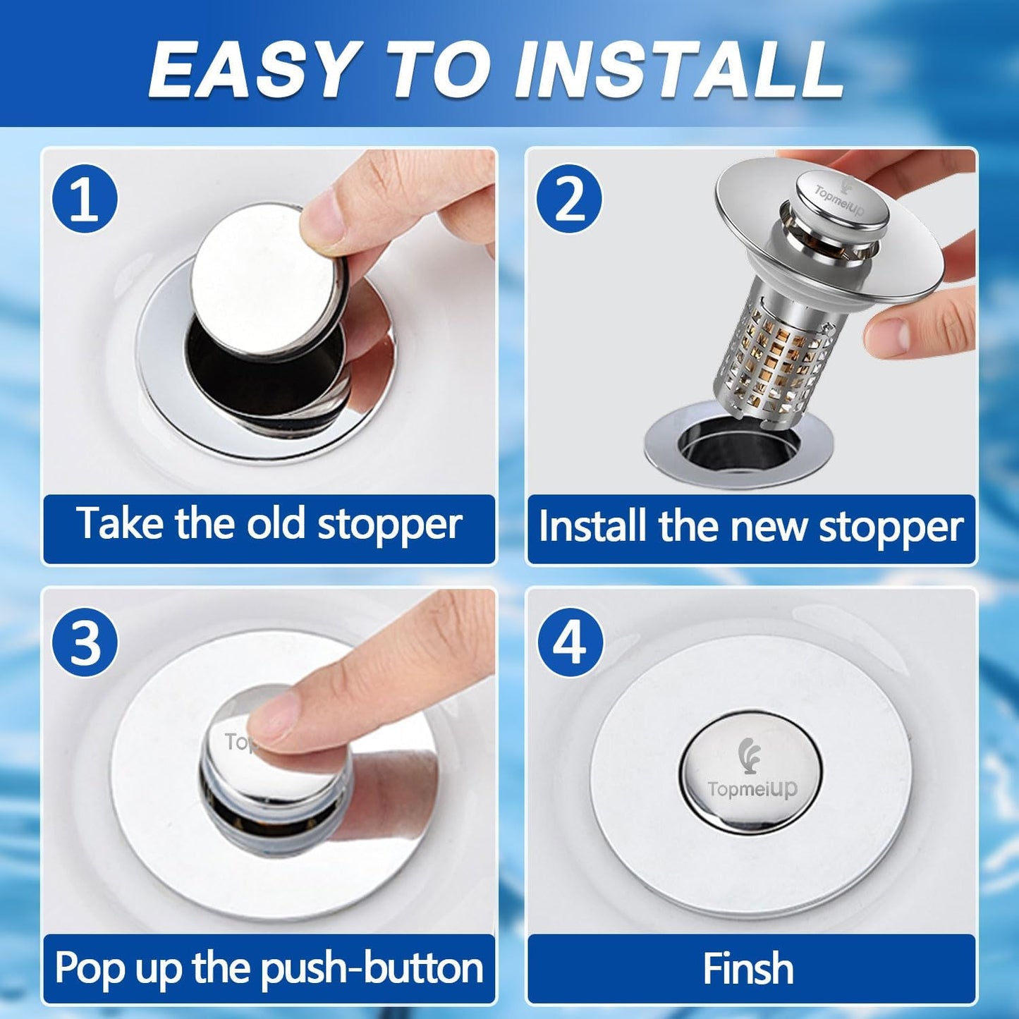 Bathroom Sink Drain Strainer, Pop-up Sink Drain Strainer with Removable Stainless Steel Strainer Basket Hair Catcher, Bathroom Sink Strainer for Bathroom Sink Stopper Replacement(1PCS)