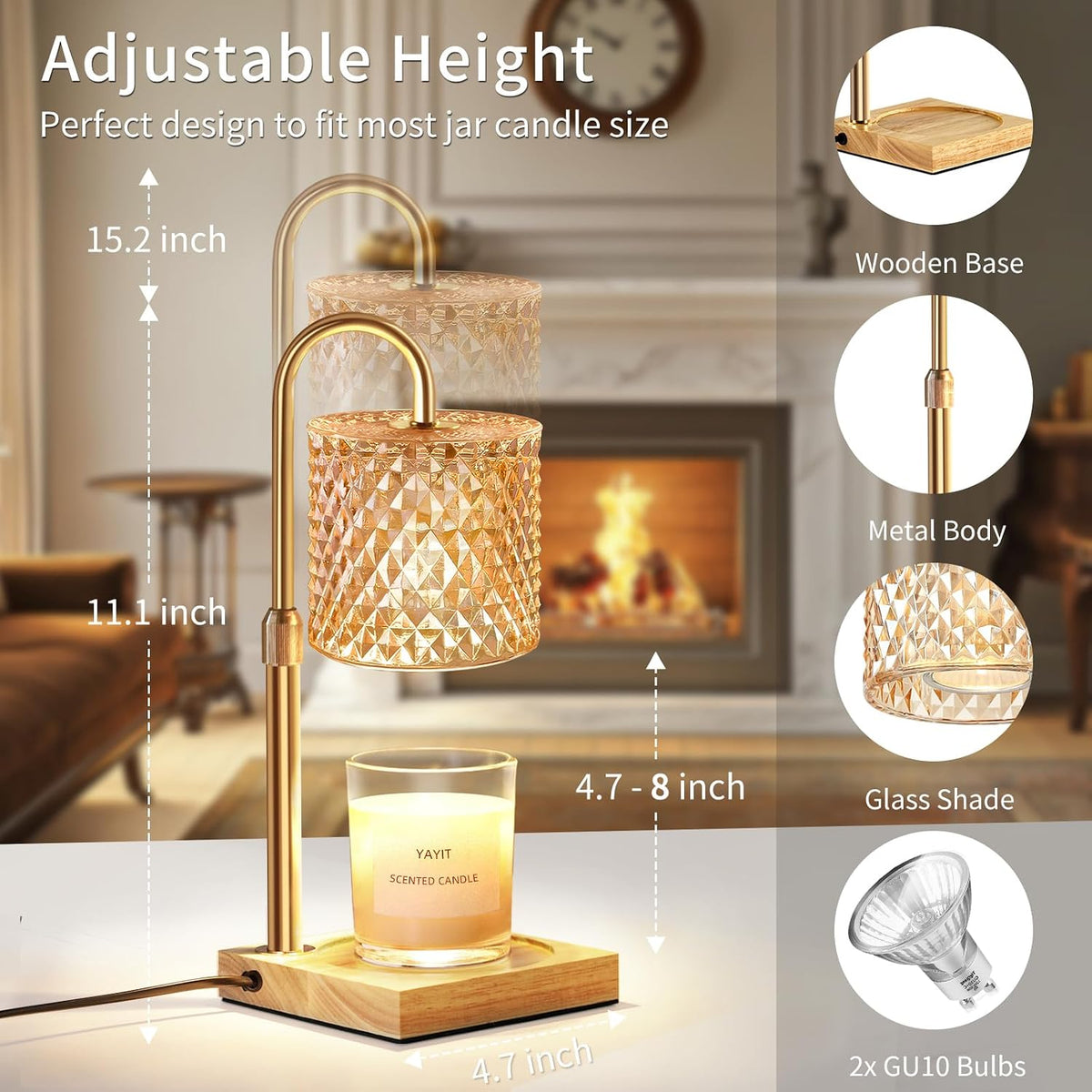 Candle Warmer Lamp with Timer Dimmer, Home Decor for Women Birthday