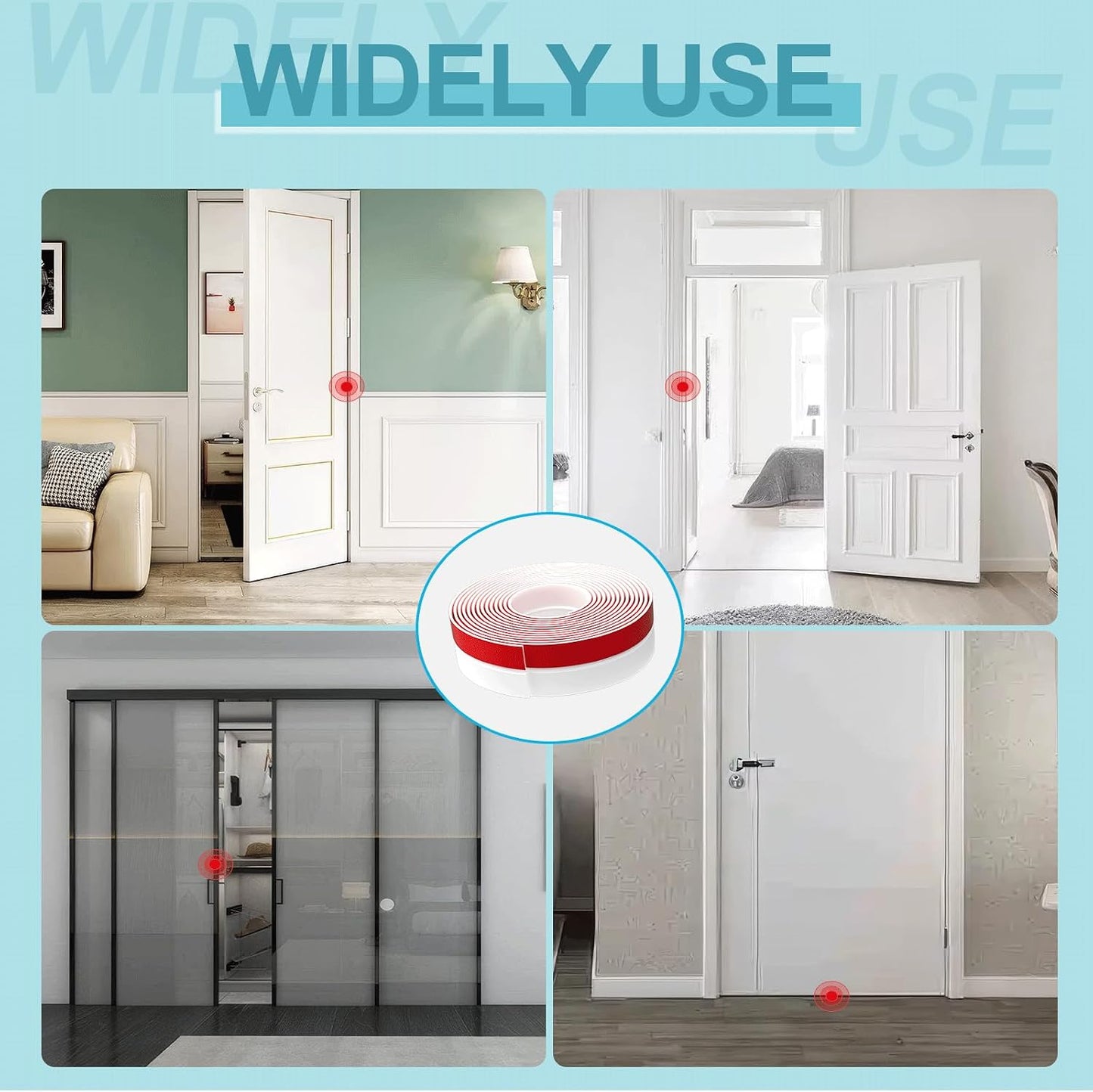 Door Weather Stripping, Silicone Door Seal Strip Sealing Tape, Door Draft Stopper Adhesive Seal Tape for Doors Windows &Shower Glass Door Gaps (Thickness Upgrade)