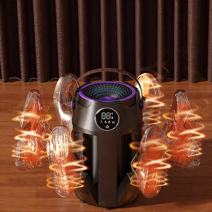 6-Arm Boot and Glove Dryer Family Size – Forced Air Boot Dryer with Heat Blower & Timer. Foldable Ski Boot Dryer, Warmer & Hockey Equipment Dryer for Shoes, Ski Gloves, Hats – Adjustable Rack(Black) | Heat blower, 3/6/9H timer, auto shutoff, dries 3