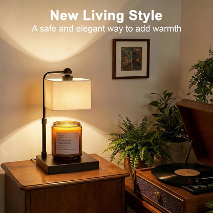 Candle Warmer Lamp with Timer, Best House Warming Gift, Height Adjustable & Dimmable Electric Candle Warmer Lamp, Includes 2 Bulbs, Birthday Gift for Women, Mom, Housewarming - Flaxen