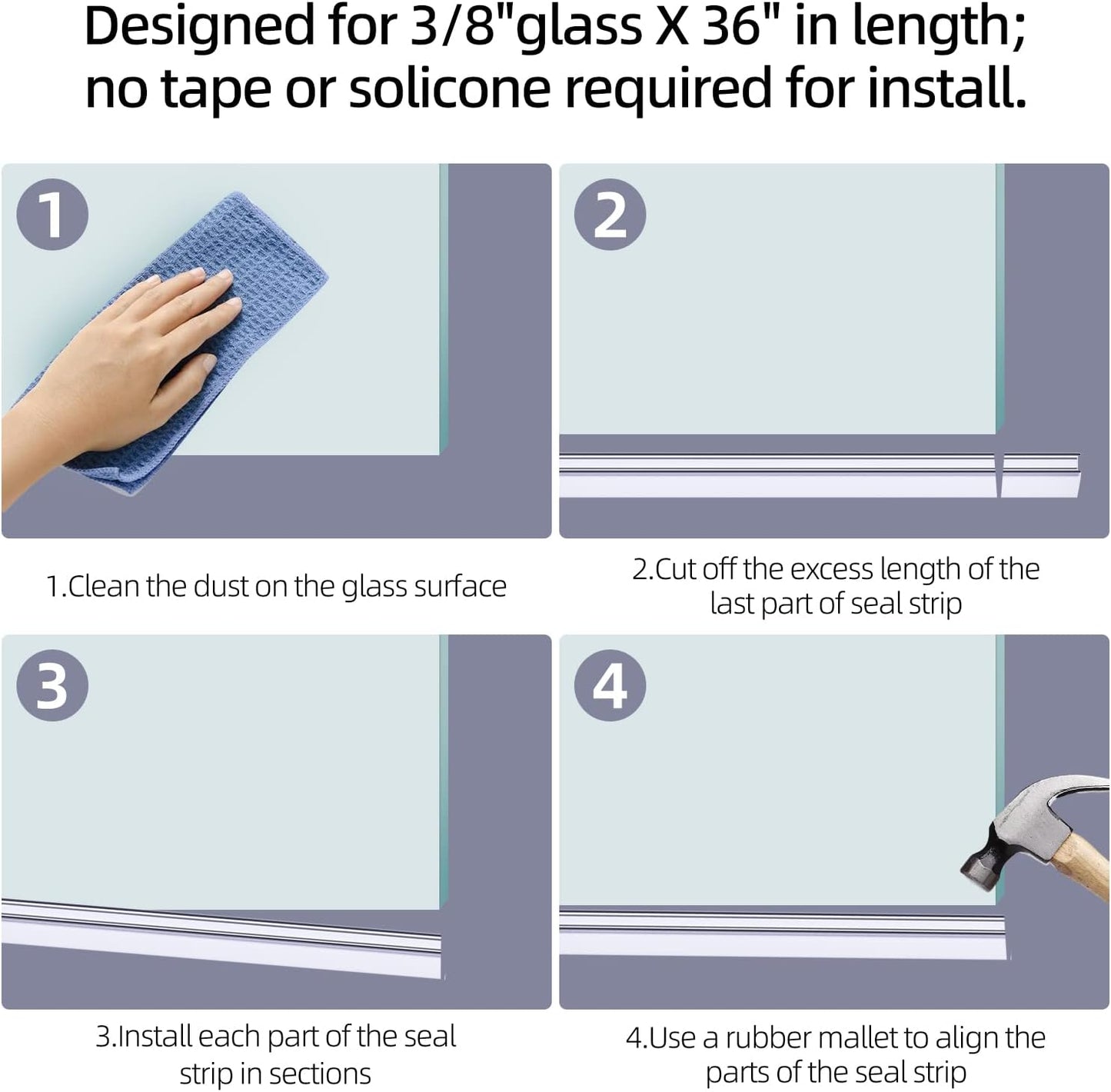 POZIA Shower Door Bottom Seal Frameless Glass Shower Door Seal Strip Clear Vinyl Durable Stop Shower Leaks and Create a Water Barrier Ultra Clear (1PACK-1/2in)