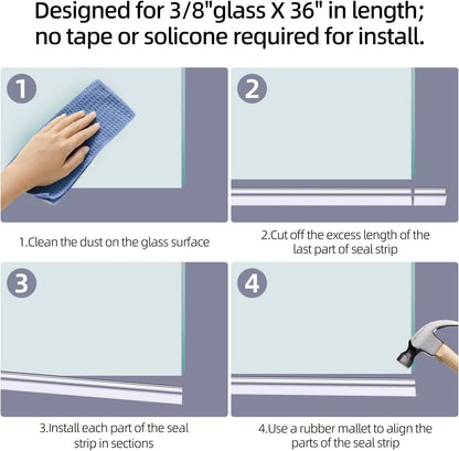 POZIA Shower Door Bottom Seal Frameless Glass Shower Door Seal Strip Clear Vinyl Durable Stop Shower Leaks and Create a Water Barrier Ultra Clear (1PACK-1/2in)