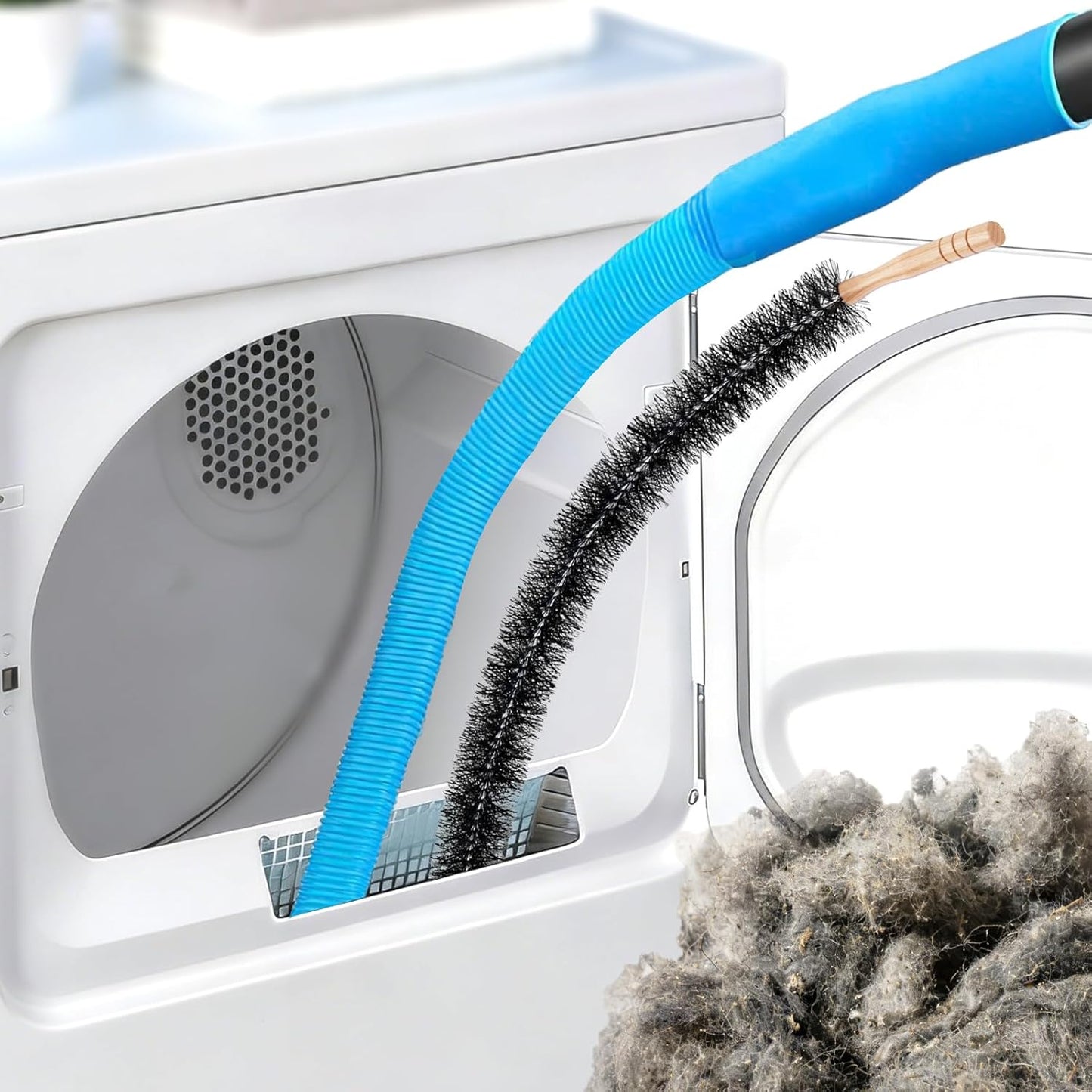 Dryer Lint Vacuum Attachment Compatible with Dyson V15 V12 V11 V10 V8 V7 Gen5 Cordless Vacuum Cleaner, Flexible Dryer Vent Cleaner Kit Lint, The switch lock, so you don't need press the switch tightly