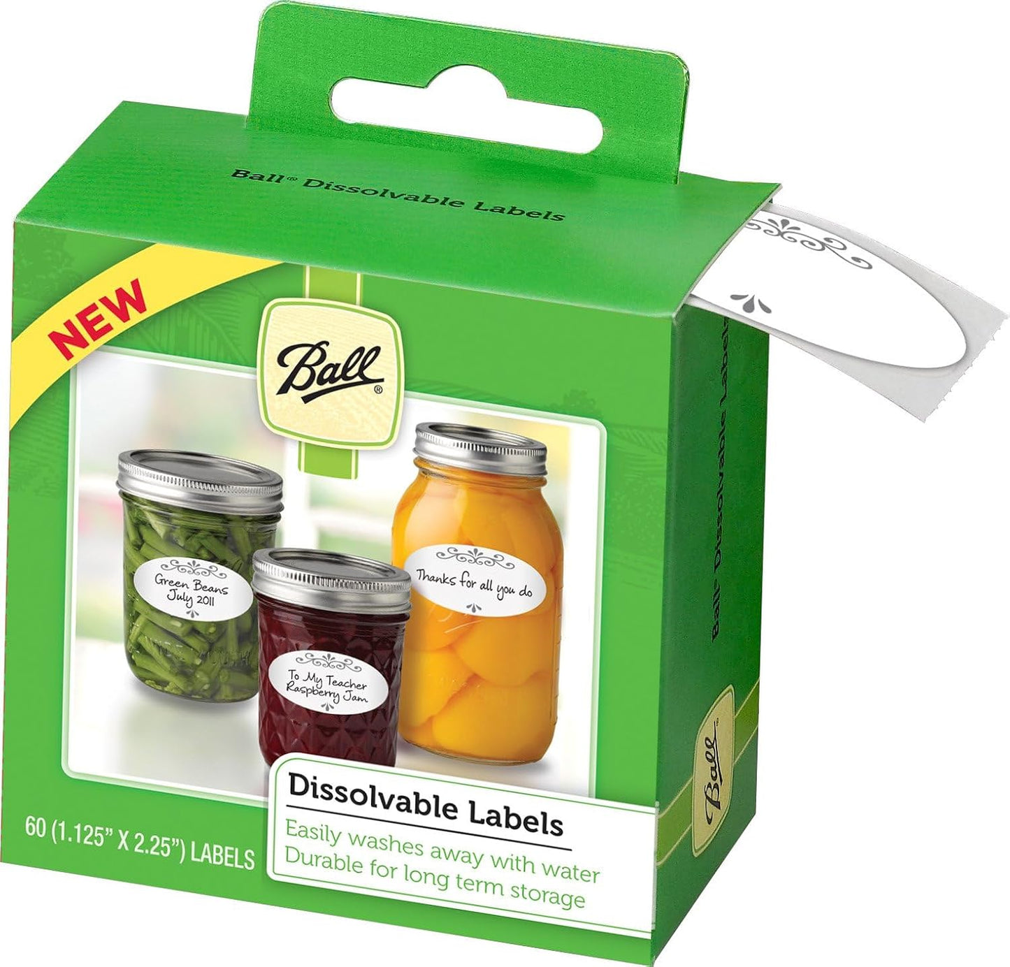 Ball Mason Jar Dissolvable Labels, 60-Count
