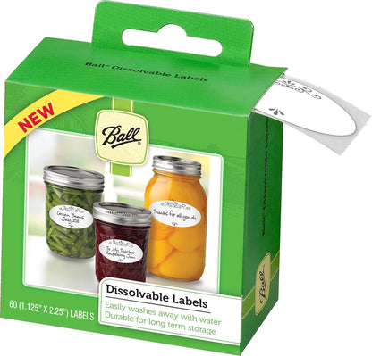 Ball Mason Jar Dissolvable Labels, 60-Count