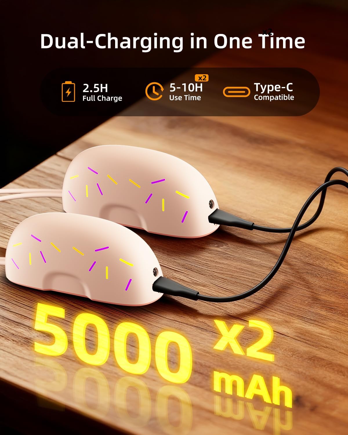 Magnetic Hand Warmers Rechargeable 2 Pack,10000mAh Electric Glove Heater Handwarmers with Flashlight, UL Certified, Men Women Gifts for Christmas, Birthday, Winter Hunting Camping Essentials