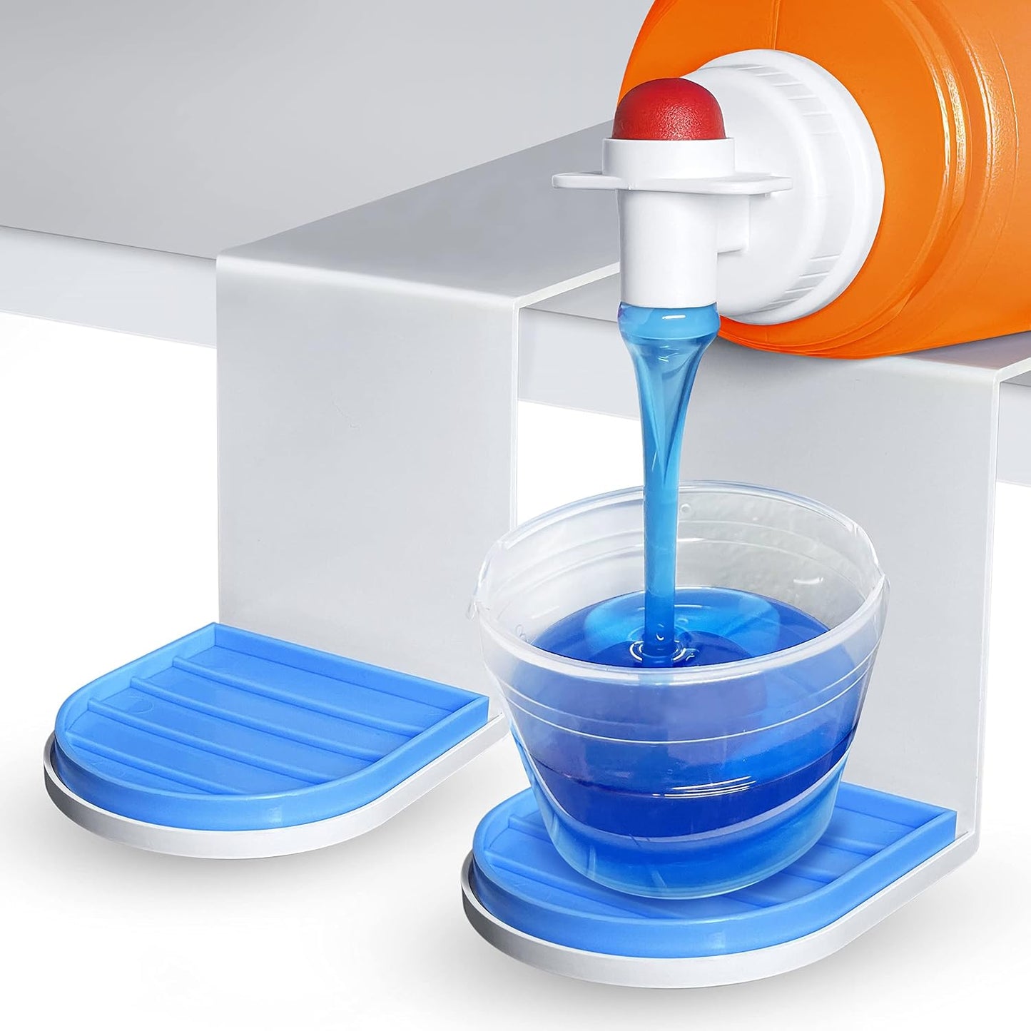 Simplation [2 Pack] Laundry Detergent Cup Holder, Detergent Drip Catcher | (Upgraded Drip Tray) No More Mess or Leaks, Laundry Detergent Cup Holder, Drip Catcher