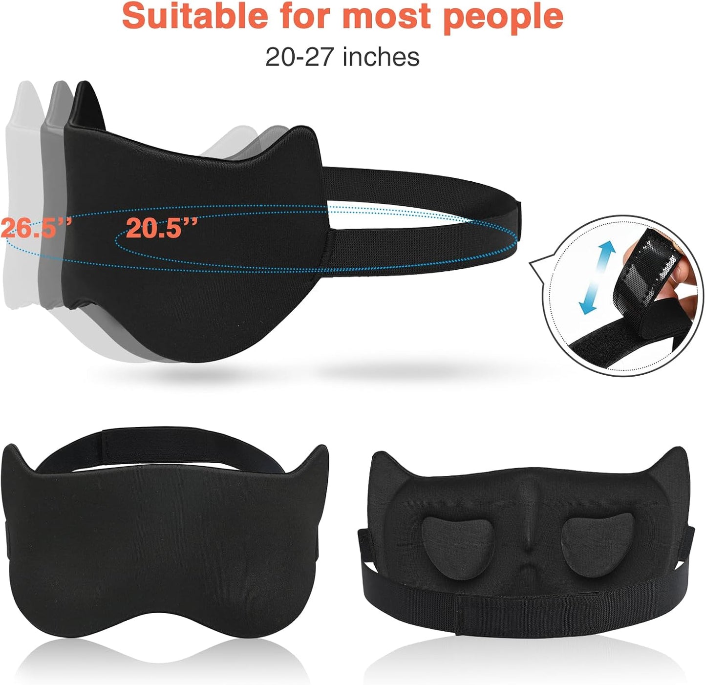 Sleep Mask SleepFun Invisible Alar Deep Orbit 3D Eye Mask Ultra Lightweight & Comfortable Sleeping Mask for Travel, Nap, Shift Works, Black & Blue