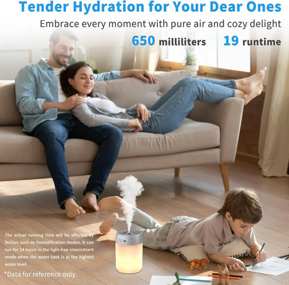 SZO Humidifier for Plants, 650ml Plant Humidifier Indoor, Gray | Small Plant Humidifier with Warm Light for Plants, Bedroom, Office Desktop, Baby Room